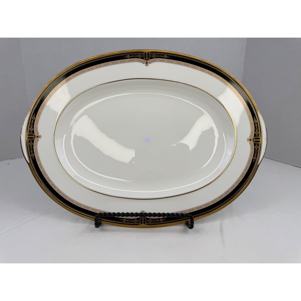 Vintage Noritake‎ Gold and Sable 9758 Bone China Oval Serving Platter Japan